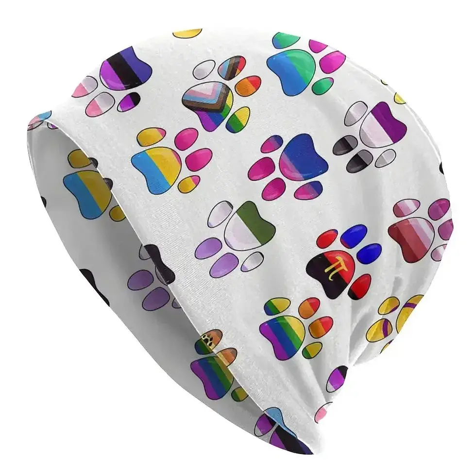Thumbnail: Chemo Headwear Beanie Cap Pride LGBTQ Pet Dog Paw Print