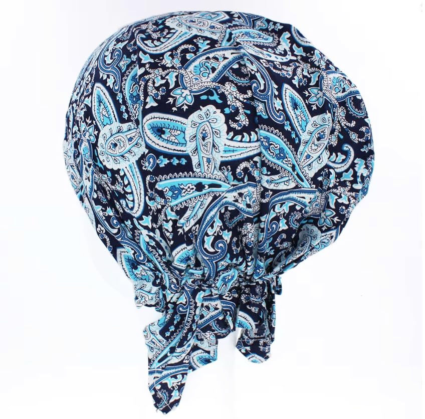 Thumbnail: Women's Pre-Tied Cotton Headscarf, Floral and Paisley Print, Petite Fit, Short