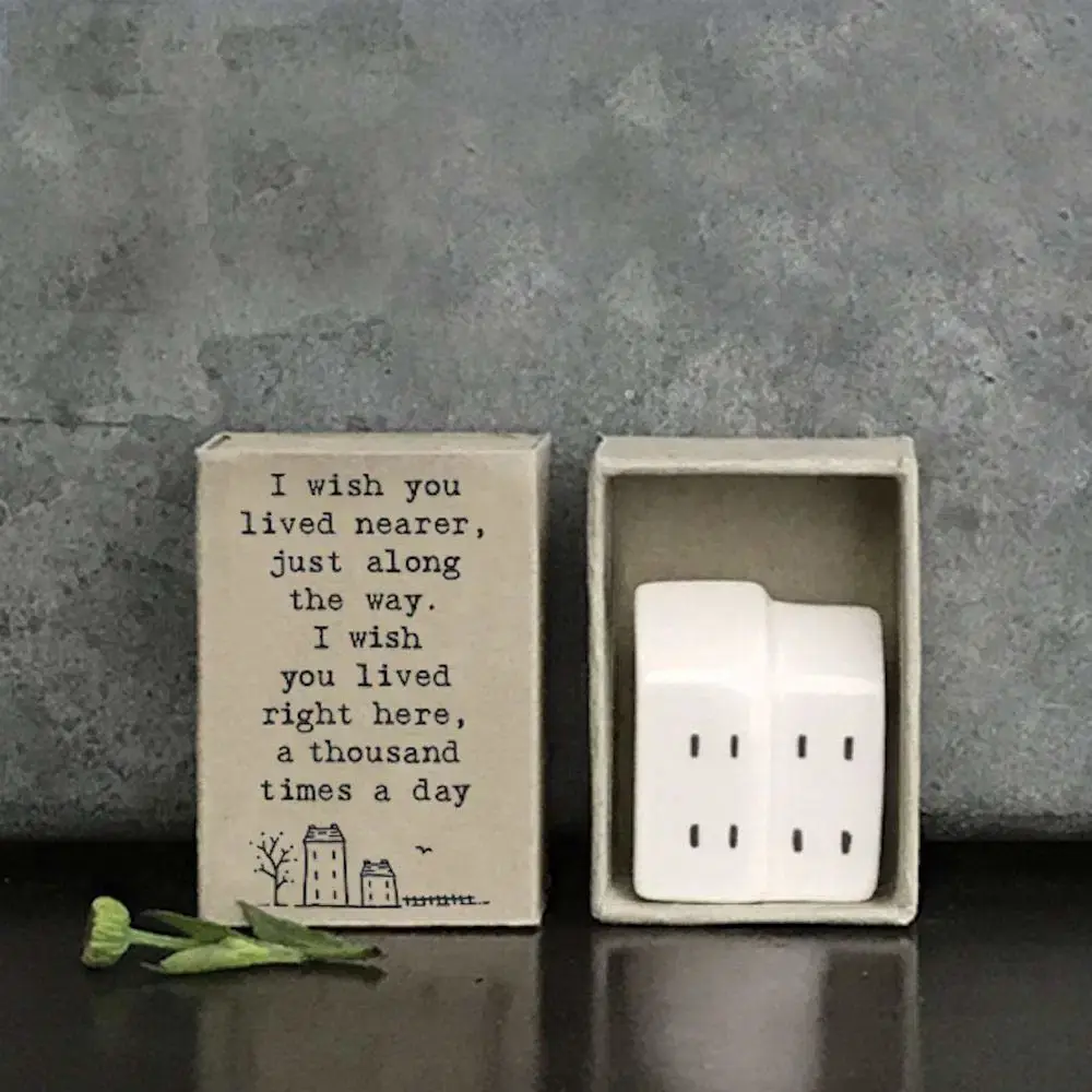 East of India Mini Porcelain Matchbox House - I Wish You Lived Nearer