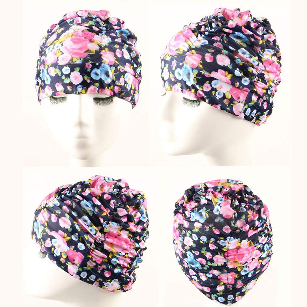 Thumbnail: Swimming cap Pleated petal fabric swimming cap swimming beach seaside protection