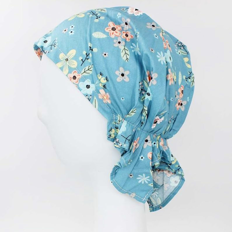 Thumbnail: Women's Pre-Tied Cotton Headscarf, Floral and Paisley Print, Petite Fit, Short