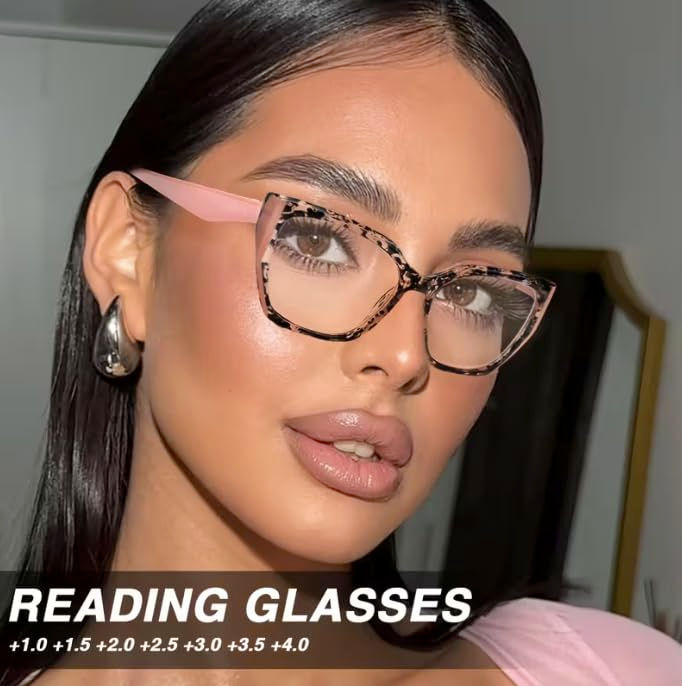 Thumbnail: 2 Pack Square Reading Glasses for Women, Fashion Frame, Magnification Ranges