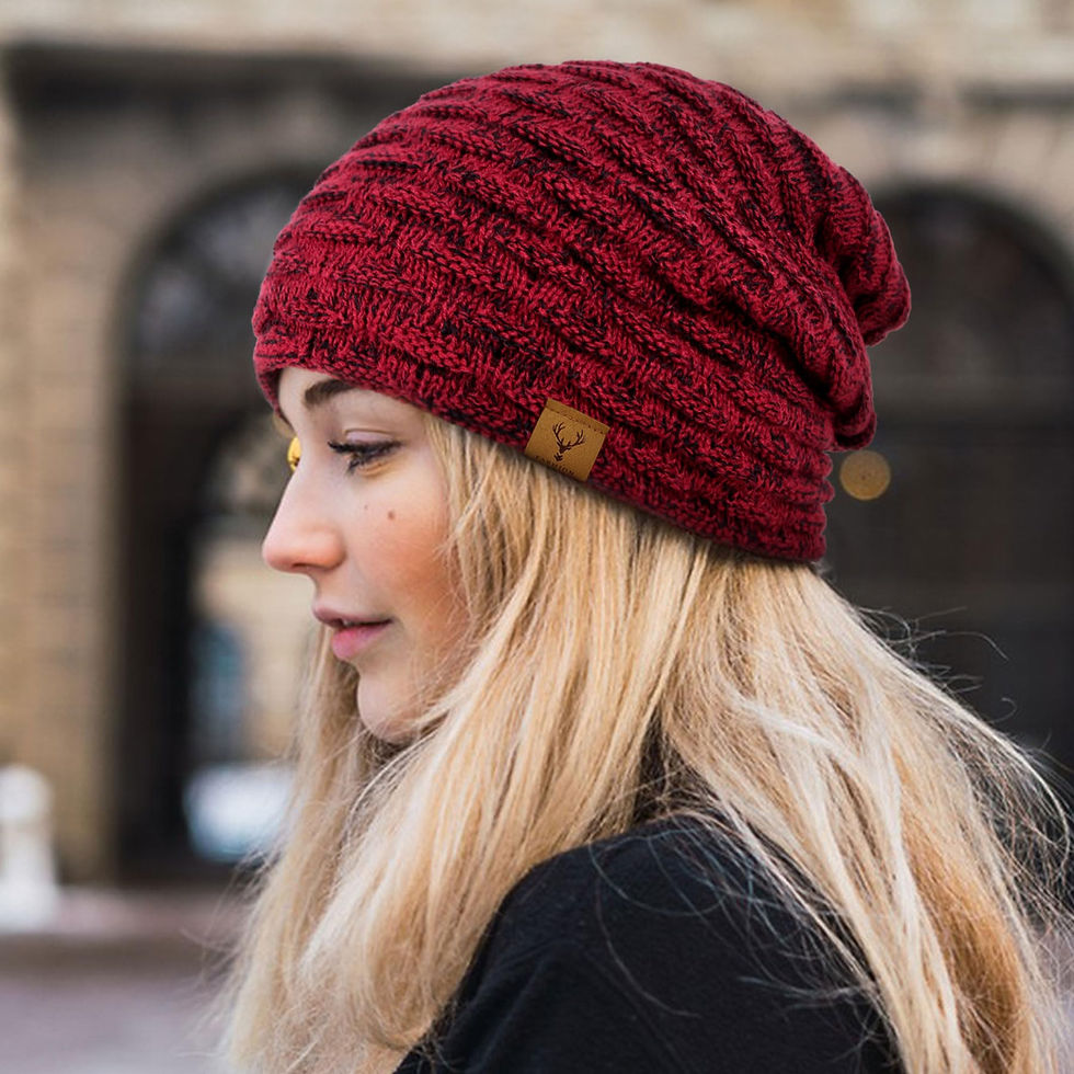 Thumbnail: Beanie Hats for Women - Thermal Winter Warm Hat Chenille Fleece Line Slouchy