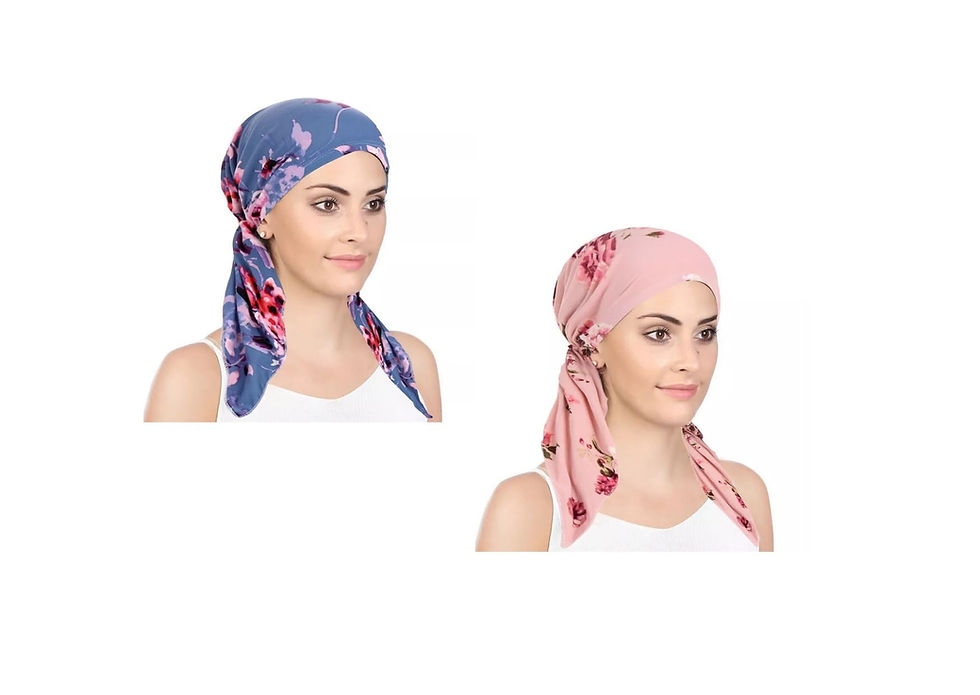 Thumbnail: 2 Pack Chemo Headwear Womens Headscarf Headwrap Sleep Snood Cancer Patients Yoga