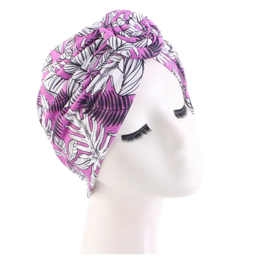Thumbnail: Pre Tied Turban Chemo Beanie Hat with Platt Knot