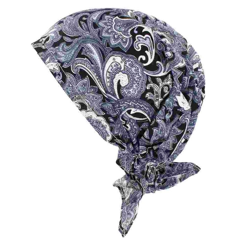 Thumbnail: Women's Pre-Tied Cotton Headscarf, Floral and Paisley Print, Petite Fit, Short