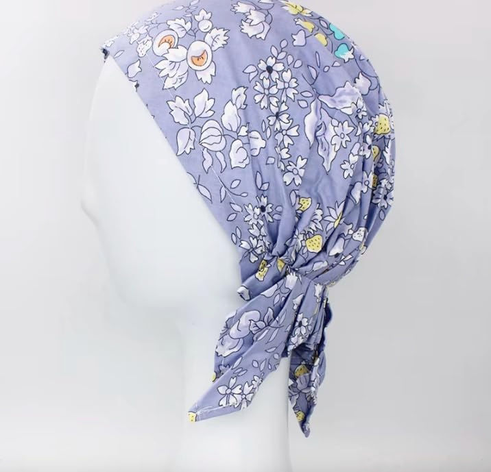 Thumbnail: Women's Pre-Tied Cotton Headscarf, Floral and Paisley Print, Petite Fit, Short