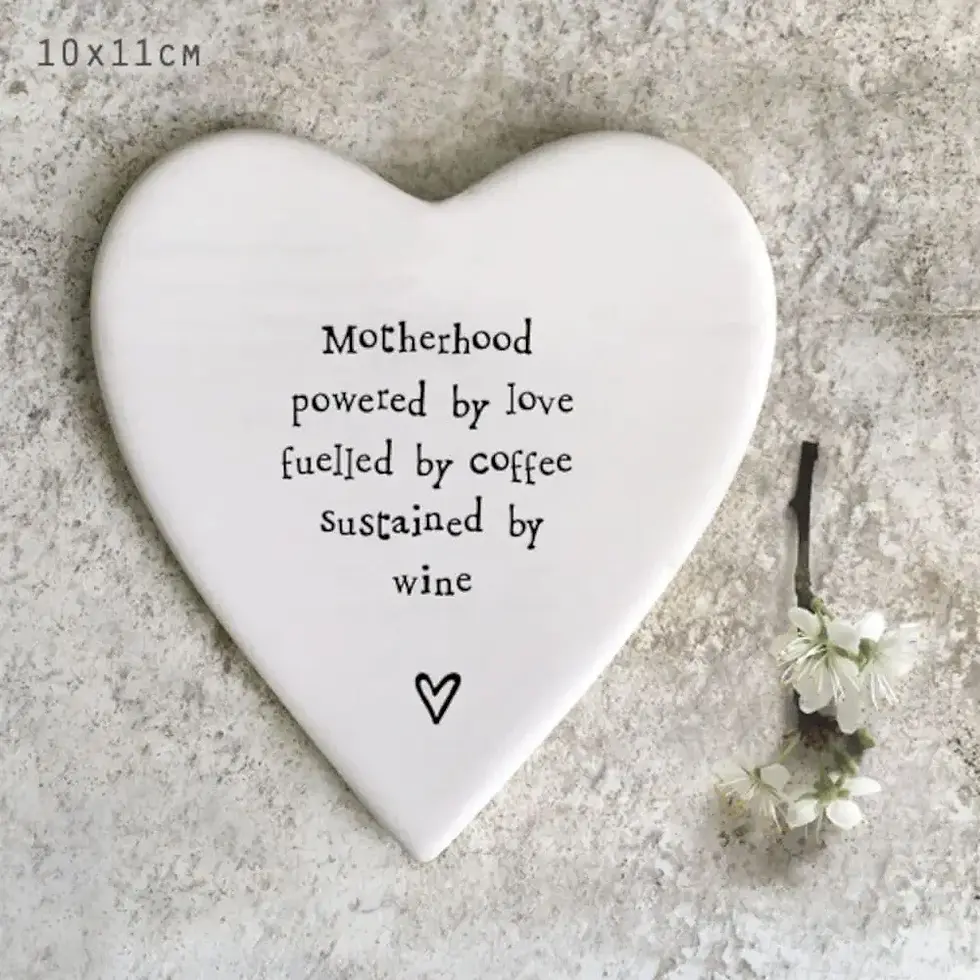 Thumbnail: East of India Porcelain Coaster - Motherhood powered by love fuelled by coffee