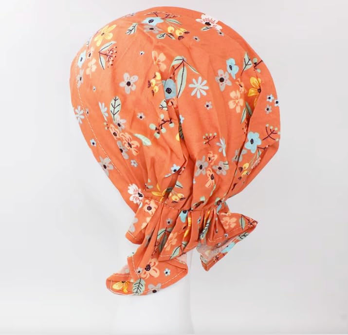 Thumbnail: Women's Pre-Tied Cotton Headscarf, Floral and Paisley Print, Petite Fit, Short