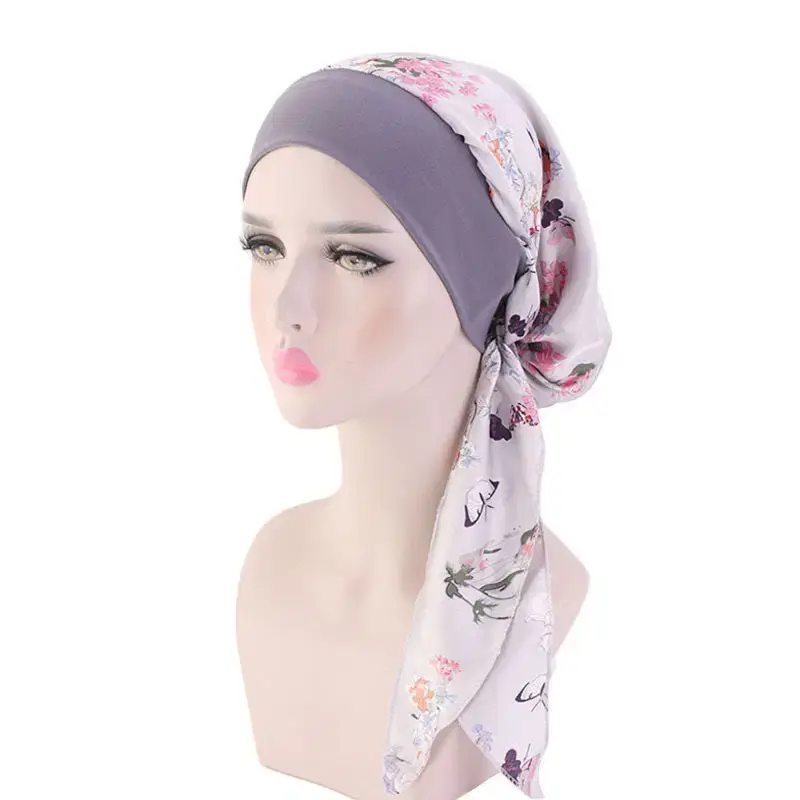 Thumbnail: Pre Tied Head Wraps Satin with long tails