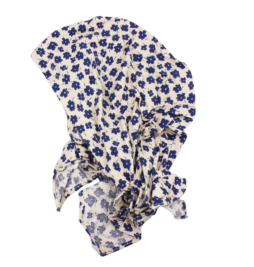 Thumbnail: Women's Pre-Tied Cotton Headscarf, Floral and Paisley Print, Petite Fit, Short