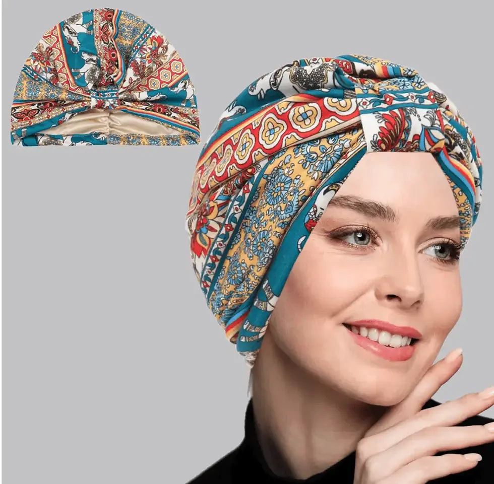 Thumbnail: Pre Tied Headwrap Chemo Headwear Satin Lined