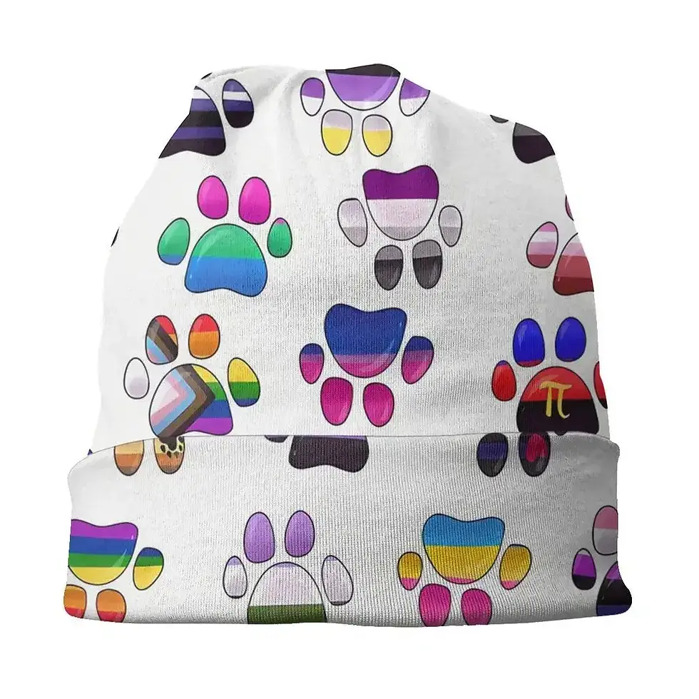 Thumbnail: Chemo Headwear Beanie Cap Pride LGBTQ Pet Dog Paw Print