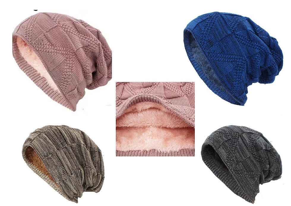 Thumbnail: Chemo Headwear Winter Warm Wooly Beanie Hat Faux Fur Soft Turban Cap Alopecia