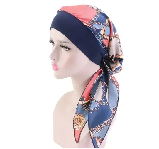 Thumbnail: Pre Tied Head Wraps Satin with long tails