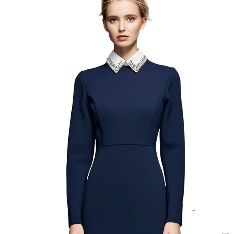 Thumbnail: Detachable Shirt Collar with Jewelled Crystal Embellishment, White, Pointed