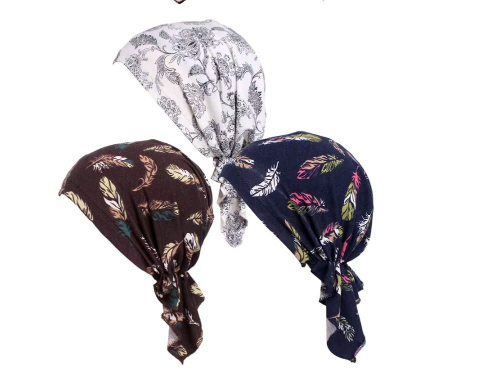 Thumbnail: 3 Pack Chemo Headwear Womens Headscarf Pre Tied Headwrap Sleep Cancer Patients