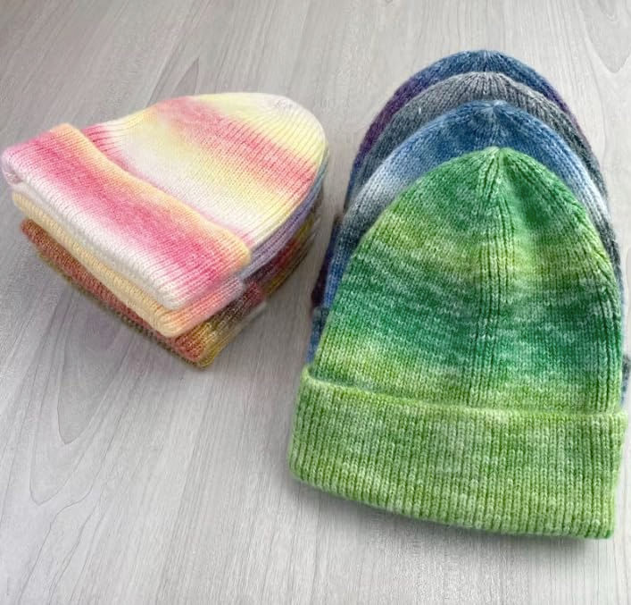 Thumbnail: Warm Chemo Headwear UK Rainbow Ribbed Knitted Stretch Winter Beanie Hat Soft