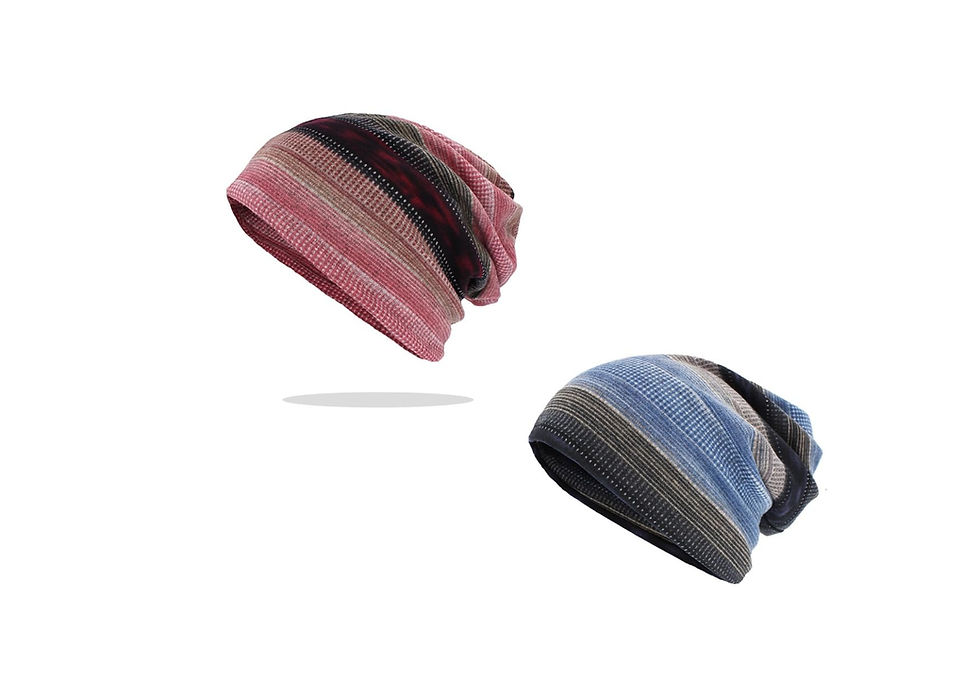 Thumbnail: 2 Pack Turban Beanie Hat Chemo Headwear Womens Baggy Slouchy Sports Head Wrap