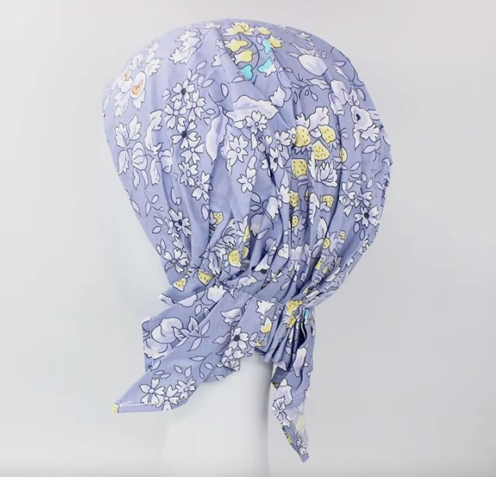 Thumbnail: Women's Pre-Tied Cotton Headscarf, Floral and Paisley Print, Petite Fit, Short
