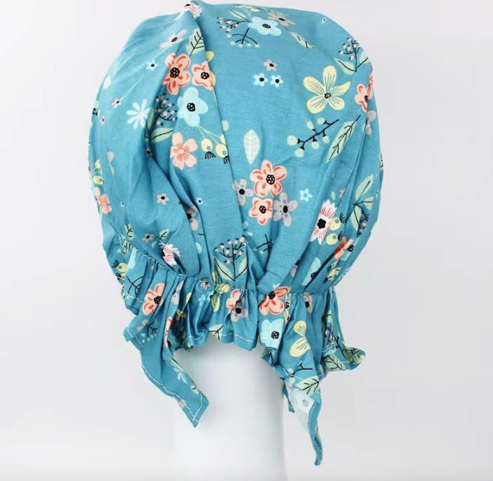 Thumbnail: Women's Pre-Tied Cotton Headscarf, Floral and Paisley Print, Petite Fit, Short