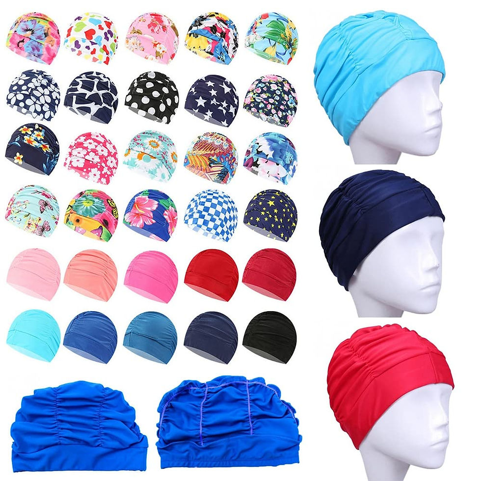 Thumbnail: Swimming Cap Chemo Hair loss Beanie Hat Scarf Turban Cancer Swim Cover Headwear
