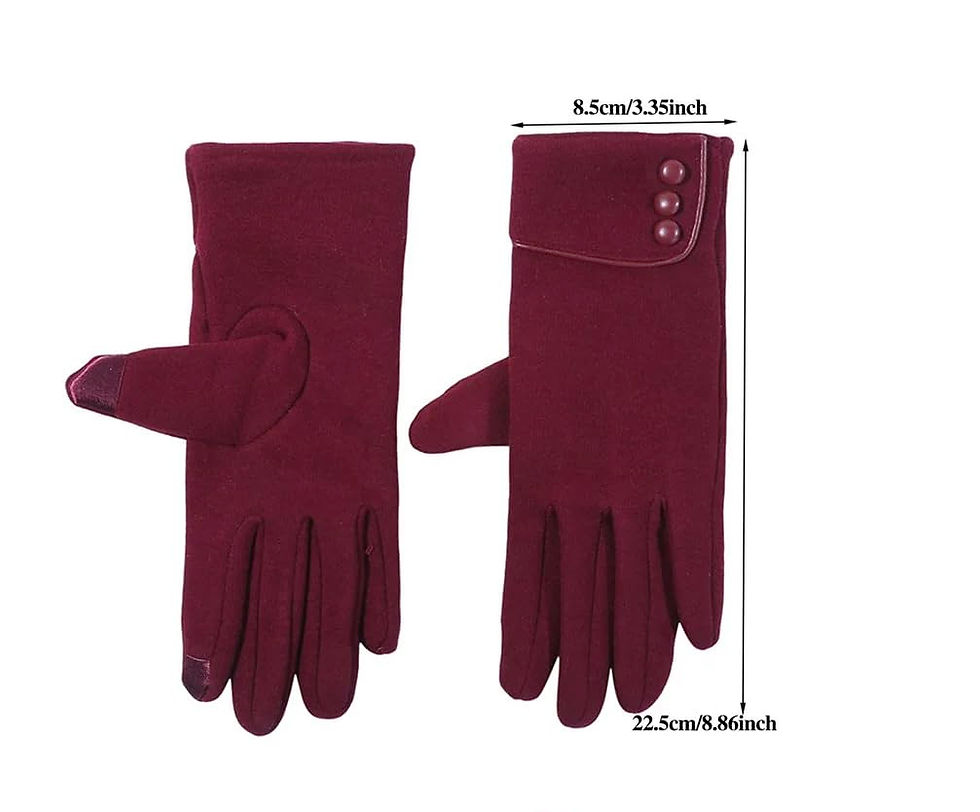 Thumbnail: DJC BOUTIQUE Fur Lined Slim Gloves Women with Button Detail