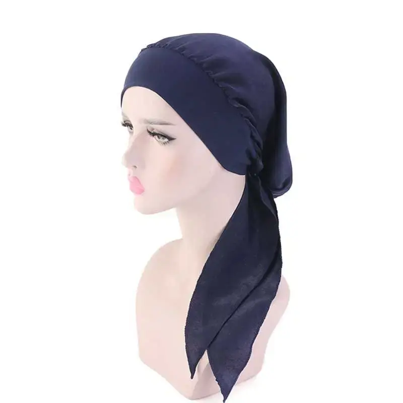 Thumbnail: Pre Tied Head Wraps Satin with long tails