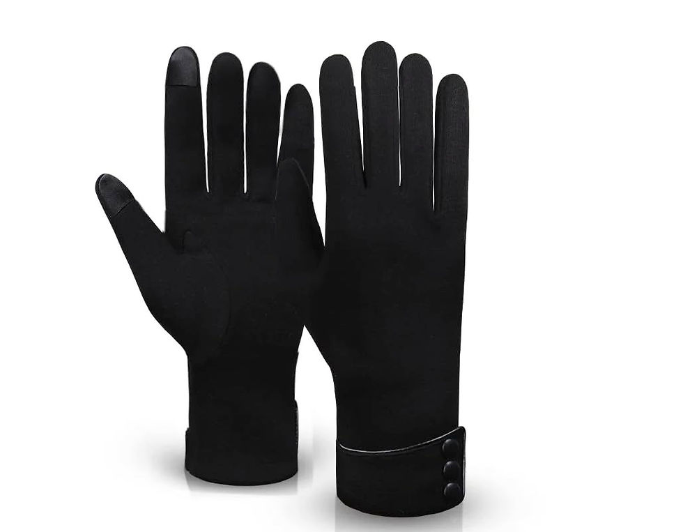 Thumbnail: DJC BOUTIQUE Fur Lined Slim Gloves Women with Button Detail