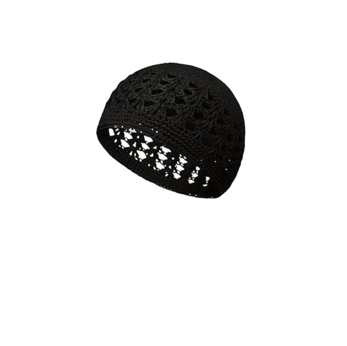 Thumbnail: Crochet Knit Beanie Hat, Royal Blue Abba Style, Breathable Open Weave Design