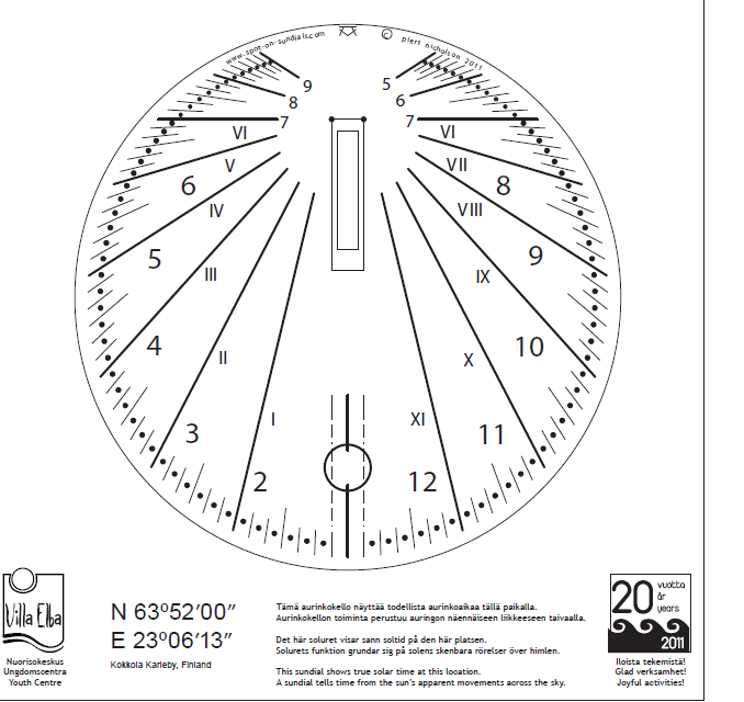 Dialplate for 42 cm. stainless steel sundial in Norway by Piers Nicholson