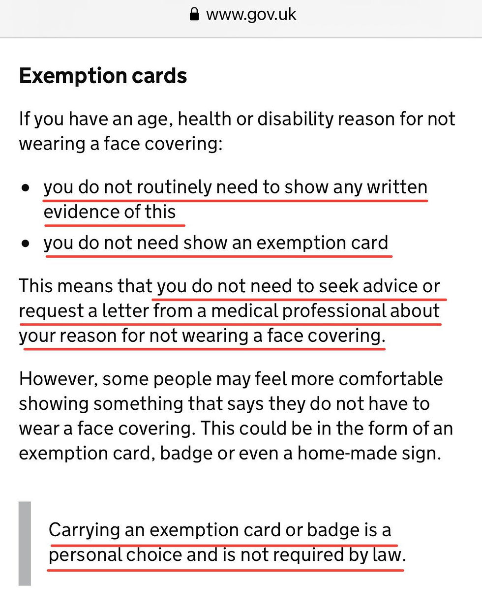 Thumbnail: Create your own exempt from wearing a face mask or face covering card - Disabili