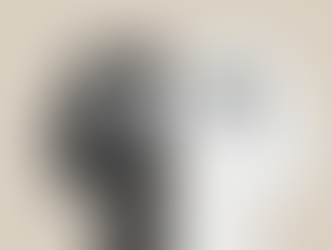 Two profile heads, black and white, face opposite directions with tangled lines in their brains; AH E logo on beige background