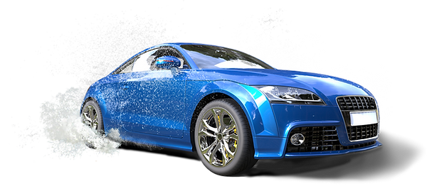 carro azul brilhante na poça
