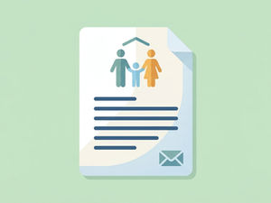 Illustration of a family document with a mail icon