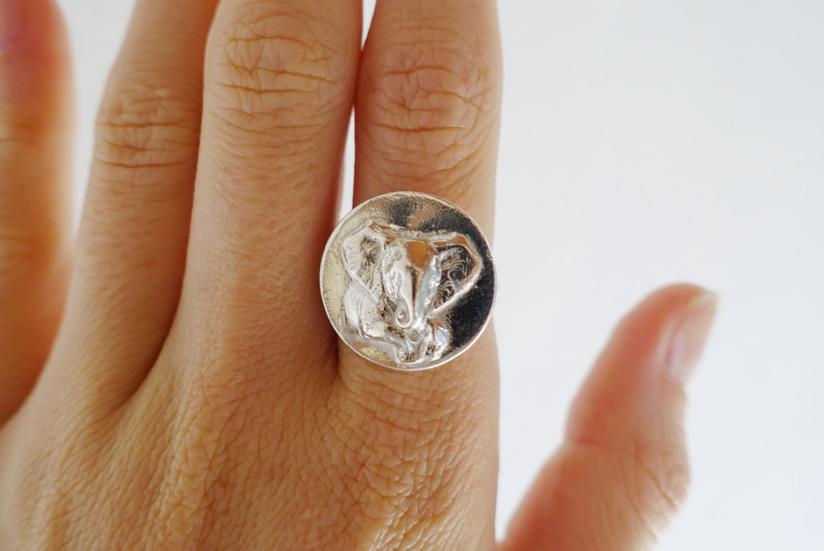 Baby Elephant Medallion Ring