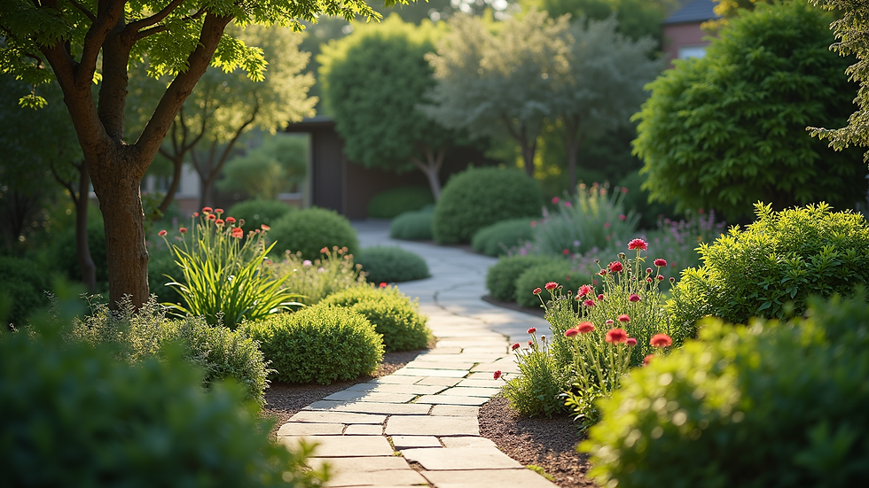 High angle view of a serene garden promoting mindfulness and reflection