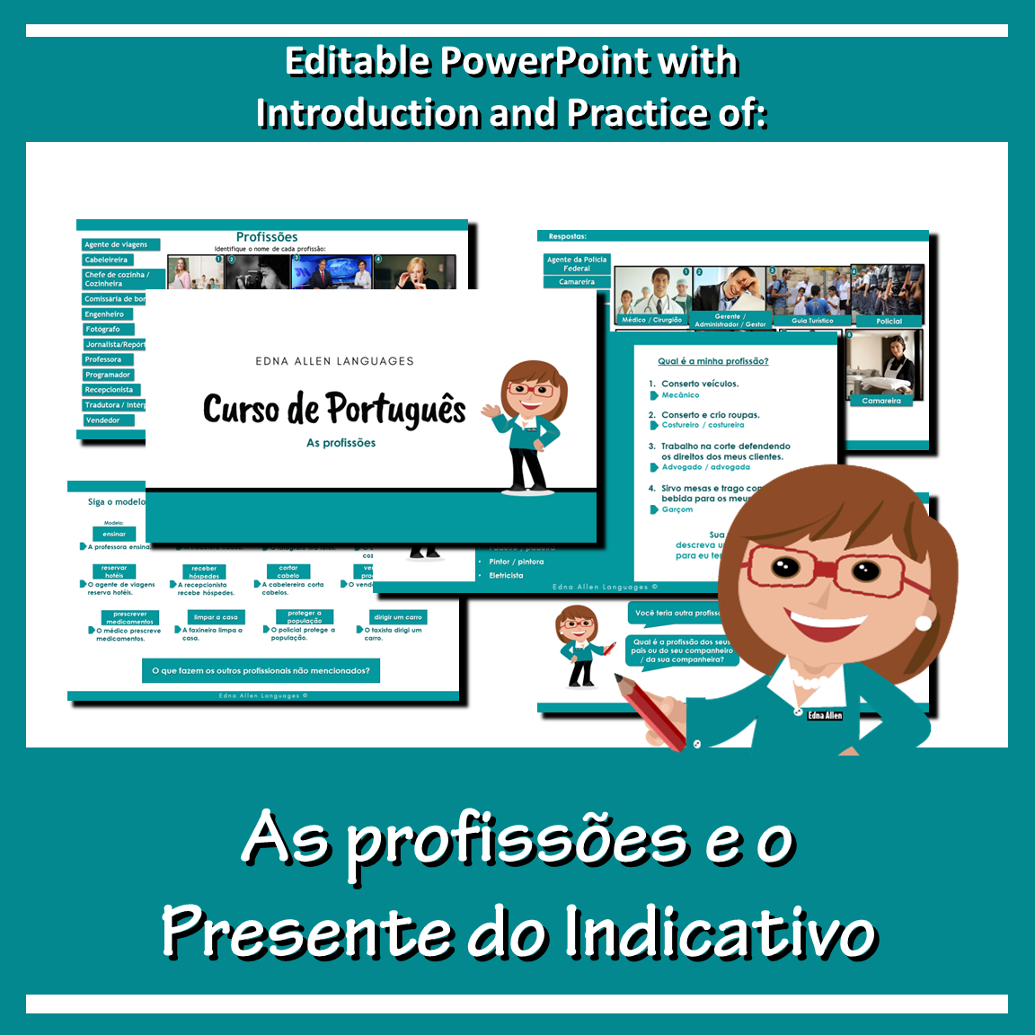 As profissões e o Presente do Indicativo PPT editável