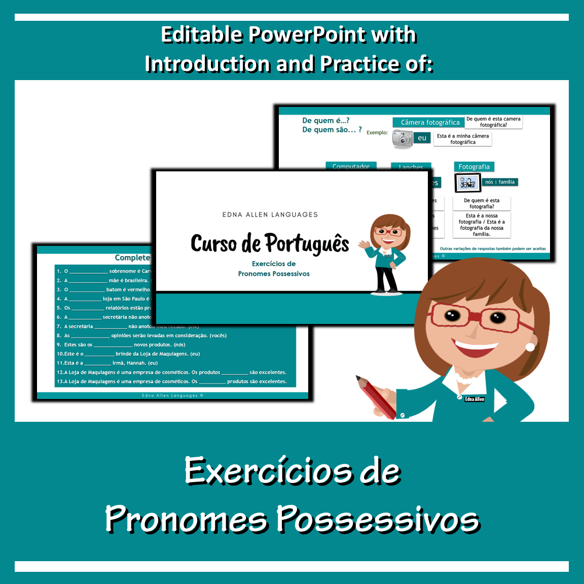 Pronomes Adjetivos Possessivos PPT editável