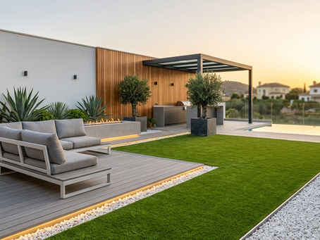 Modern Landscaping Ideas: Combining Artificial Grass, Wood, and Stone in Your Garden