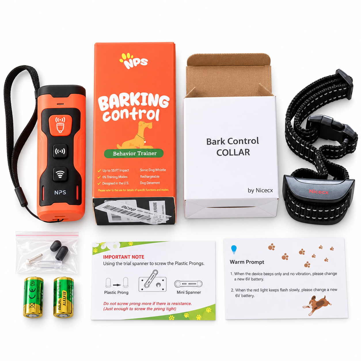 NPS Alpha Handheld Bark Trainer + Nicecx Bark Collar Bundle