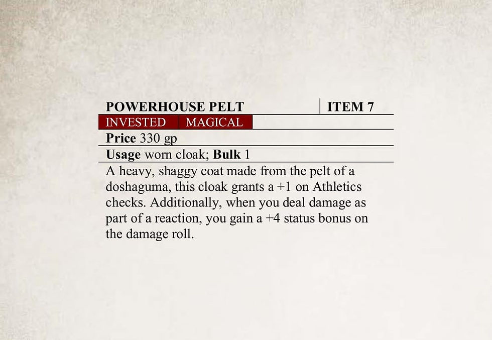 PF2e Doshaguma Gear