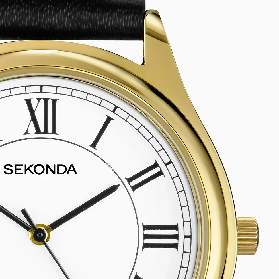 Thumbnail: Sekonda Evans Men's Watch | Gold Alloy Case & Black Leather Strap
