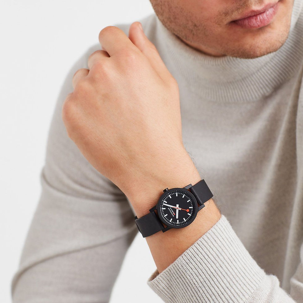 Thumbnail: Mondaine - #8A SBBS ESSENCE BLK DL RUBBER 32mm