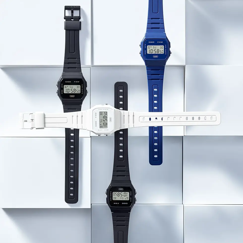 Thumbnail: Casio Vintage Digital Watch F-91WB-2A1 Blue