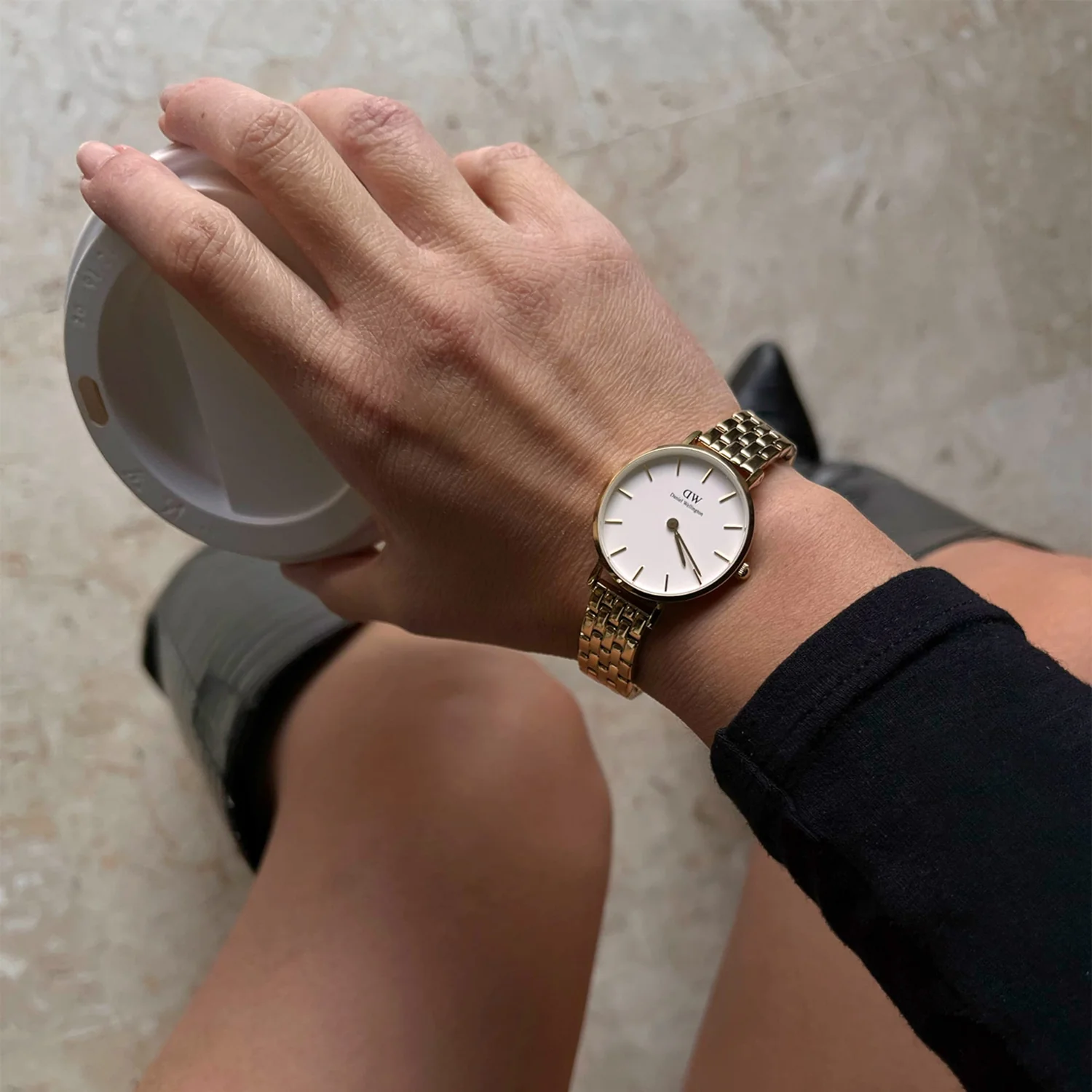 Thumbnail: Daniel Wellington Petite 5-Link Evergold 28mm Gold White DW00100614 Watch