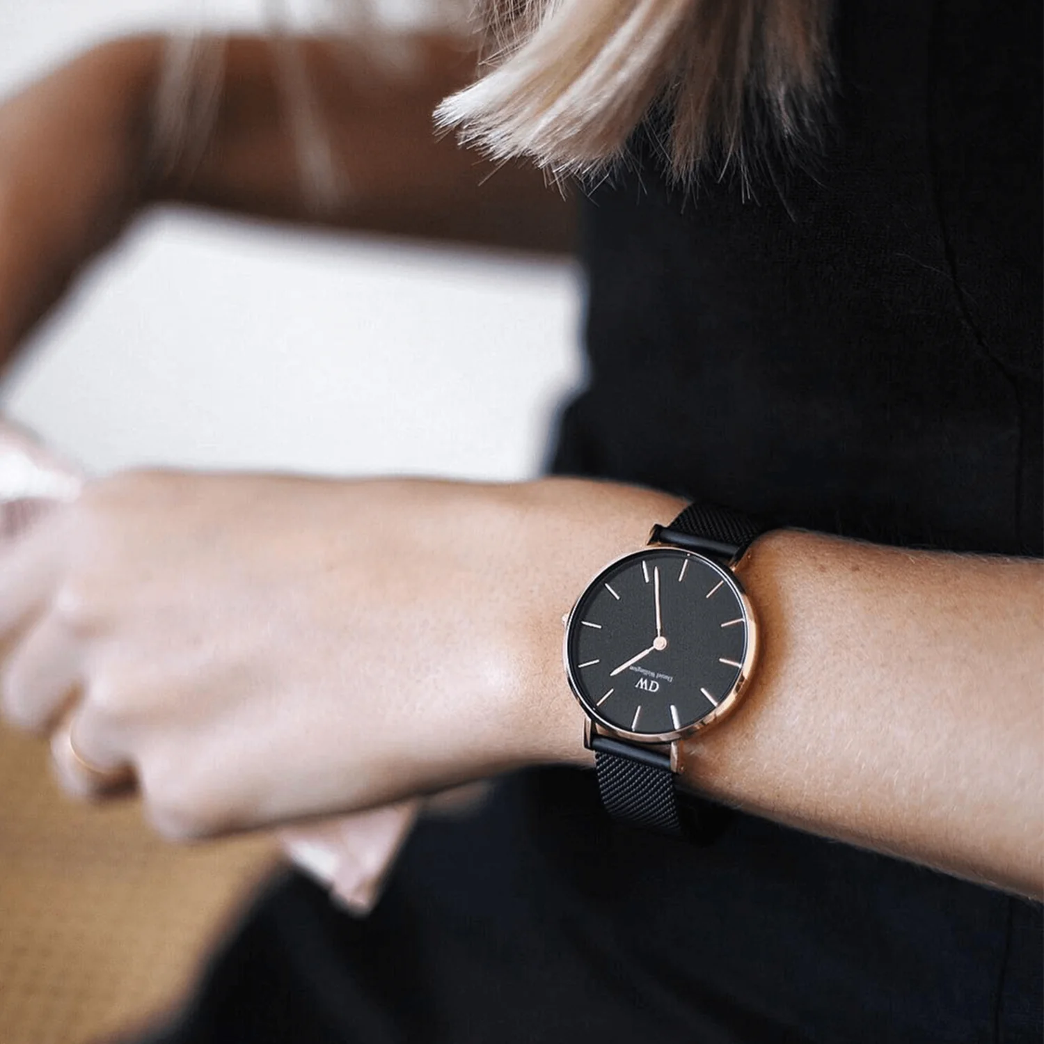 Thumbnail: Daniel Wellington Petite Ashfield 32mm Rose Gold Black DW00100201 Watch