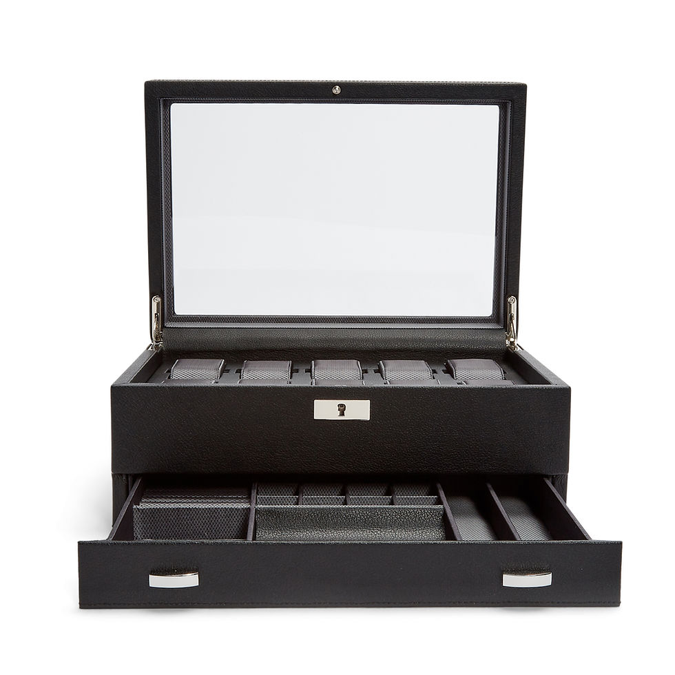 Thumbnail: WOLF - VICEROY 10 PC WATCH BOX W/ DRAWER BLK(V)