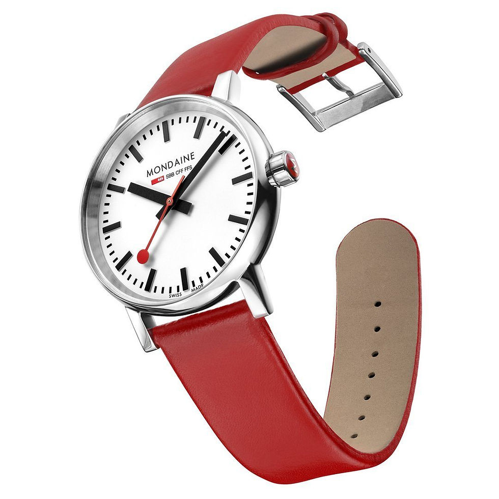 Thumbnail: Mondaine - #8A EVO2 WHITE DL RED LEA 35mm
