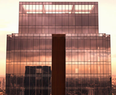 Corporate Finance Plaza Ortigas Center Grade-A office building with modern architecture, high-speed elevators, 100% backup power, podium gardens, flexible office layouts, prime commercial location in Metro Manila, ideal for corporate offices and business headquarters.